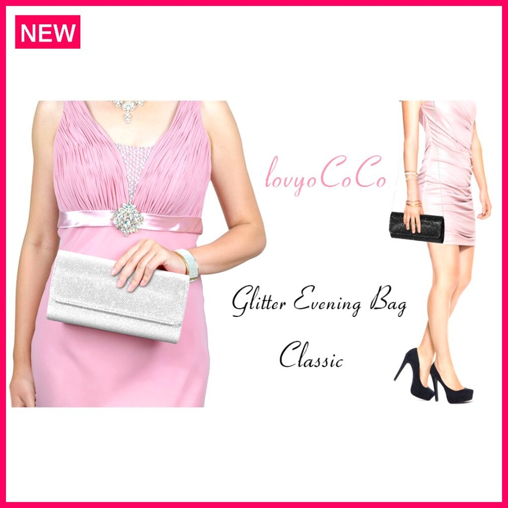 Sparkling Evening Clutch with Detachable Chain, 3-in-1 Style, 7.9"W - Picture 8 of 8